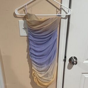 Zara Strapless Dress in Lavender and Beige